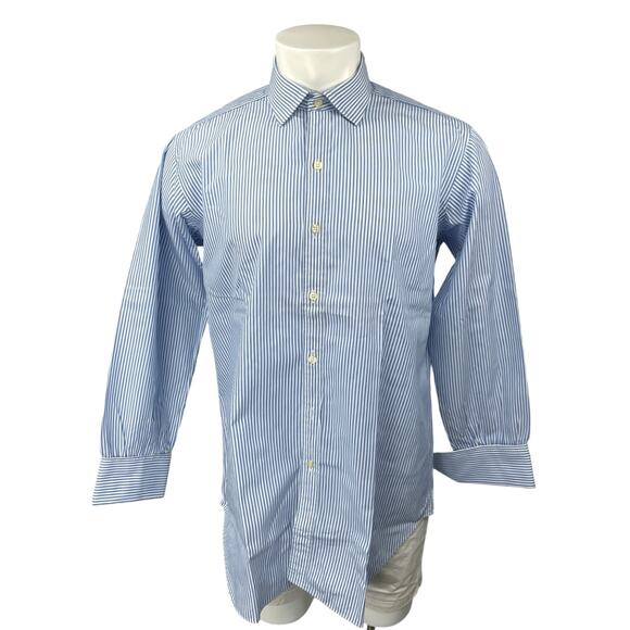 T.M. Lewin & Sons Men's Blue Striped Long Sleeve Button Down Dress Shirt Top S - Picture 1 of 3